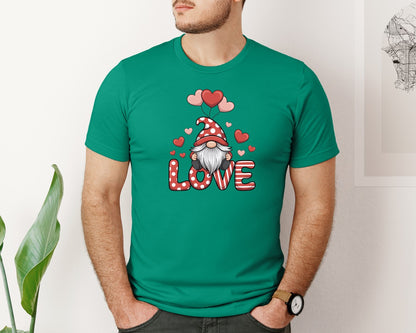 brand:Bella Canvas|color:Kelly|Love Gnome Valentines Day Gno Graphic T-Shirt