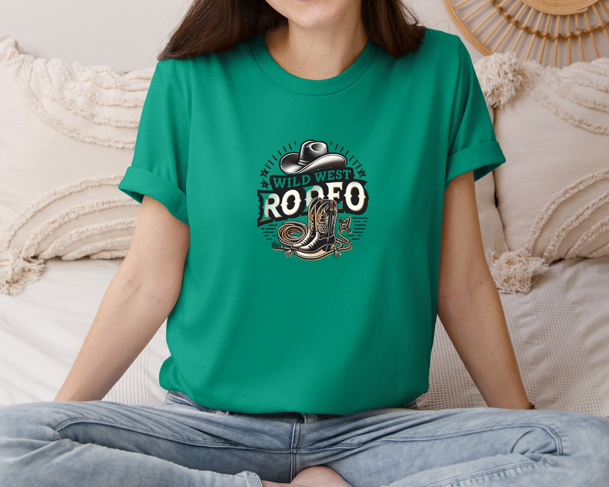 brand:Bella Canvas|color:Kelly|Western Wild West Rodeo T Shirt Graphic T-Shirt