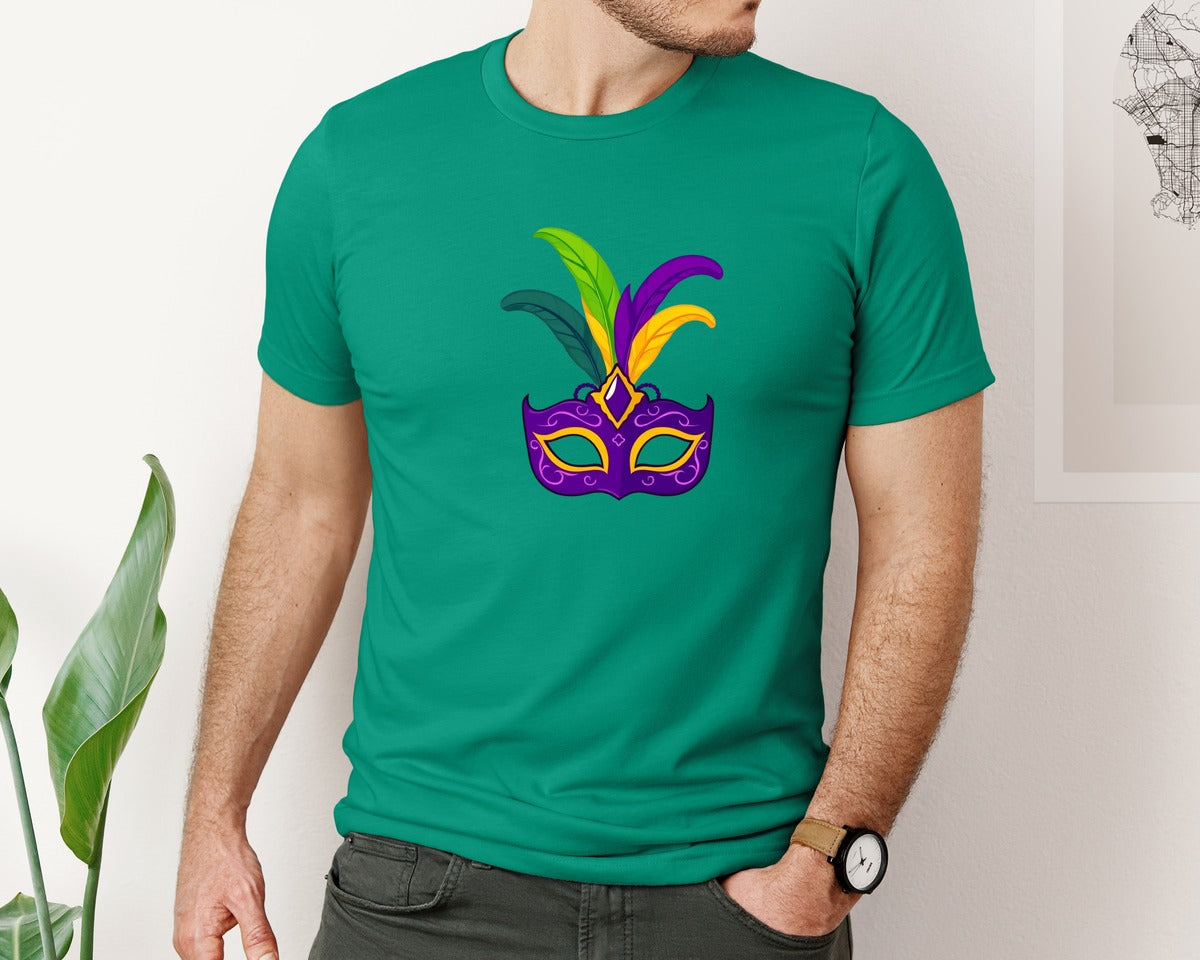 brand:Bella Canvas|color:Kelly|Mardi Gras Mask T Shirt Design 4 Graphic T-Shirt