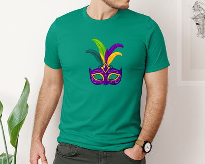 brand:Bella Canvas|color:Kelly|Mardi Gras Mask T Shirt Design 4 Graphic T-Shirt