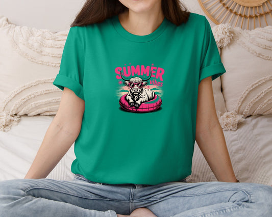 Summer Vibes Highland Cow Beach 2 Graphic T-Shirt