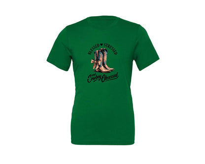 brand:Generic|color:Kelly|Blessed Stressed Mom Western Mothers Day 3 Graphic T-Shirt