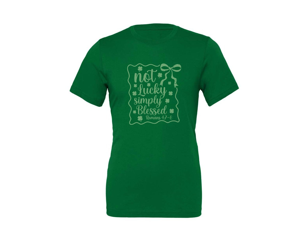brand:Generic|color:Kelly|Not Lucky Simply Blessed Graphic T-Shirt