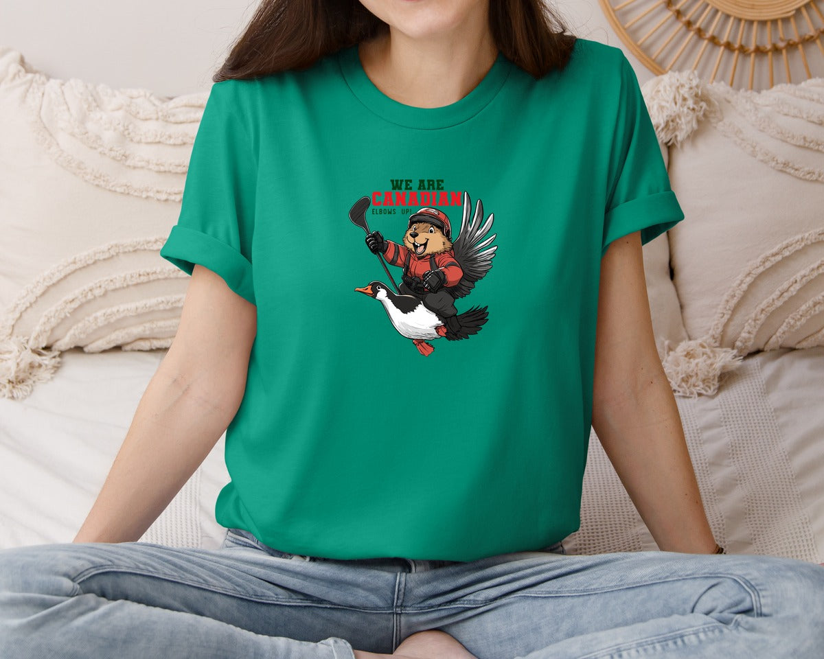 brand:Bella Canvas|color:Kelly|We Are Canada Elbows Up Graphic T-Shirt