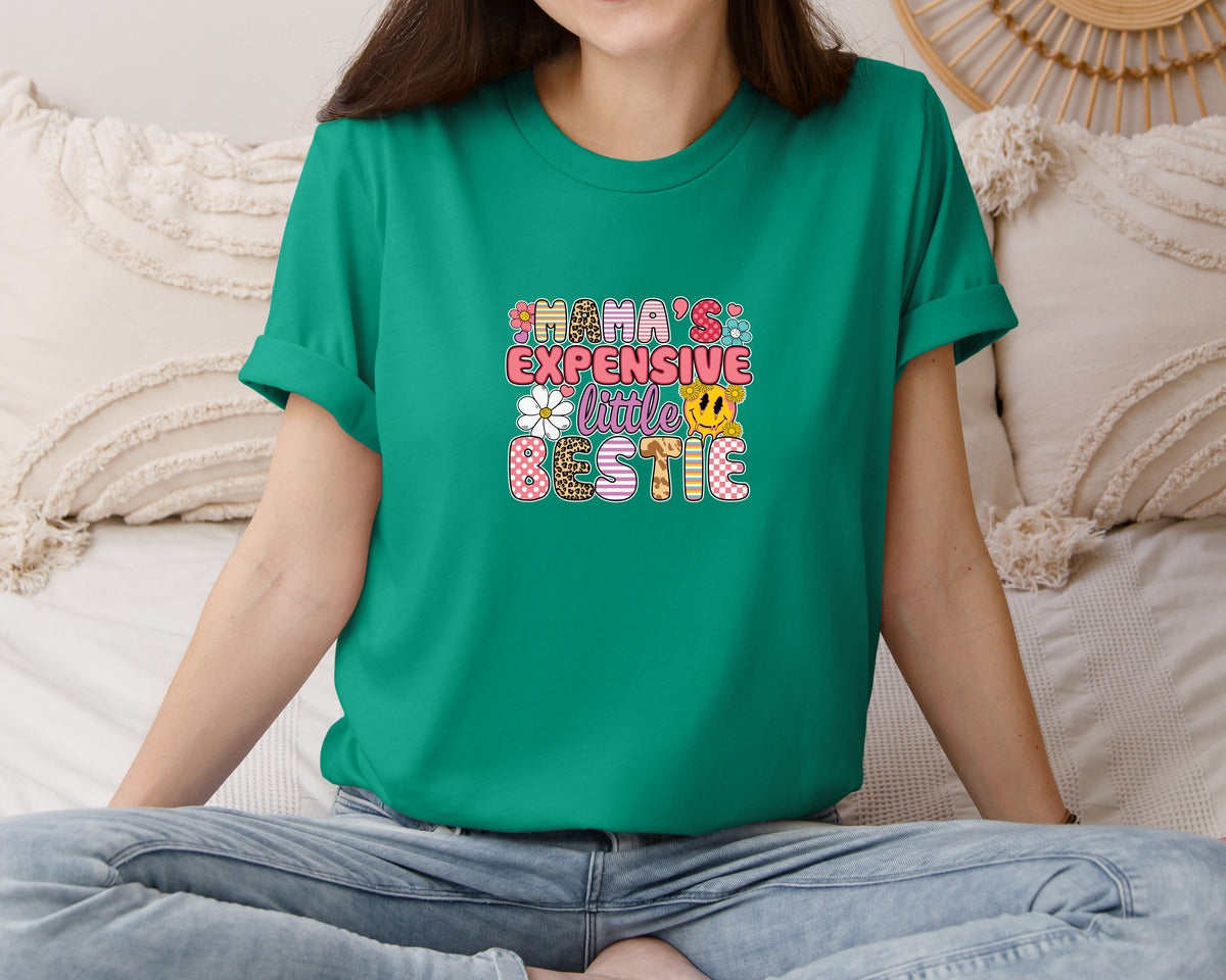 brand:Bella Canvas|color:Kelly|Mamas Expensive Little Bestie 9 Graphic T-Shirt