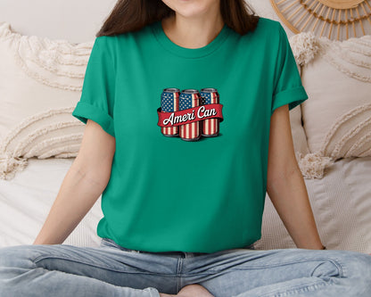 brand:Bella Canvas|color:Kelly|4Th Of July Ameri Can Patriotic Graphic T-Shirt