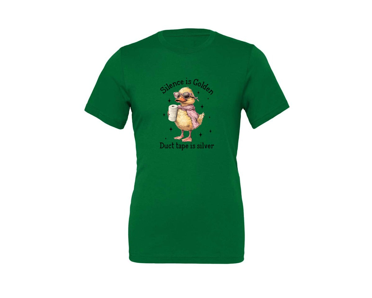 brand:Generic|color:Kelly|Silence Is Golden Sarcastic Funny Graphic T-Shirt