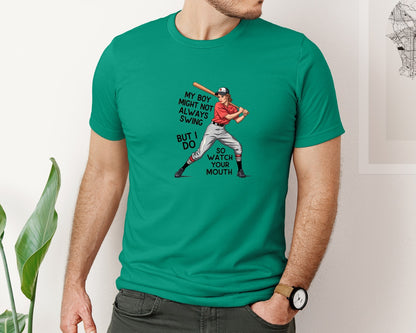 brand:Bella Canvas|color:Kelly|Baseball Mom Funny Softball 3 Graphic T-Shirt