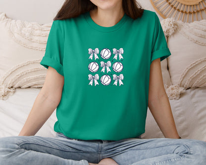 brand:Bella Canvas|color:Kelly|Volleyball Bow Volleyball Mama Graphic T-Shirt