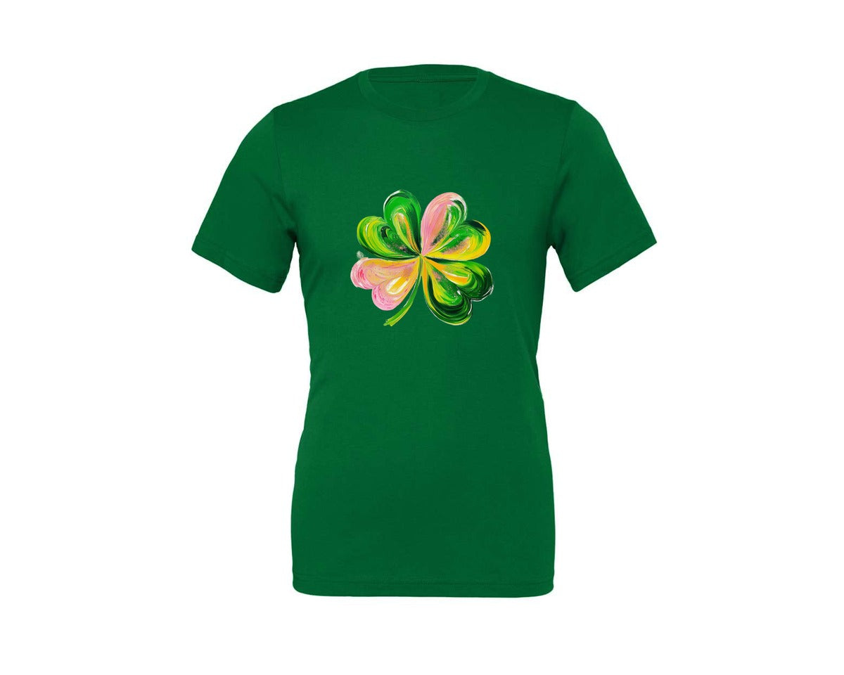 brand:Generic|color:Kelly|Brushstroke Shamrock Graphic T-Shirt