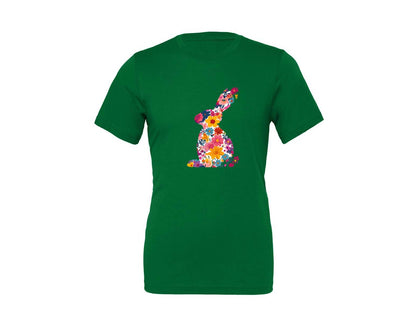 brand:Generic|color:Kelly|Floral Bunny Easter Rabbit Graphic T-Shirt