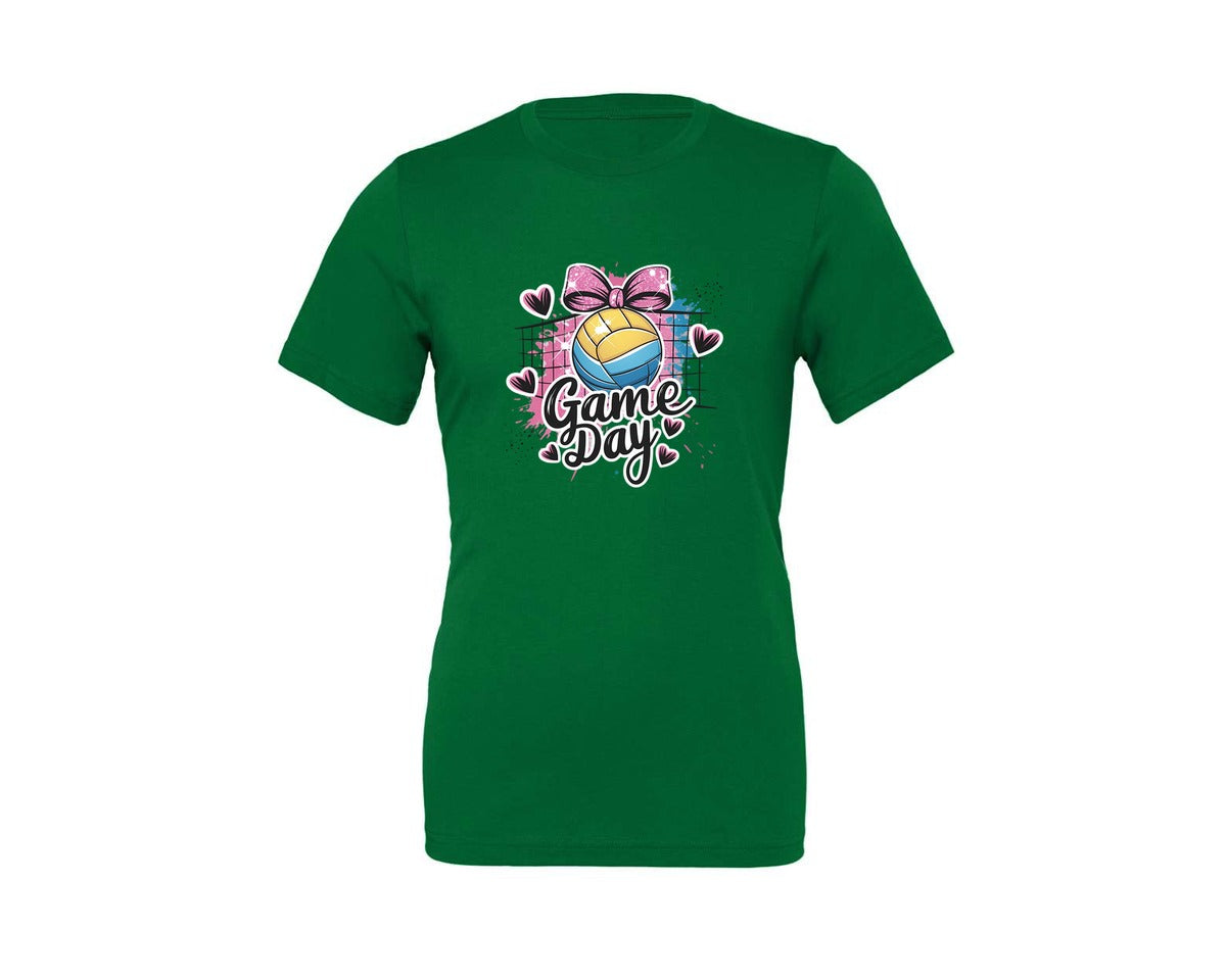 brand:Generic|color:Kelly|Game Day Volleyball Cute Girly Spo Graphic T-Shirt