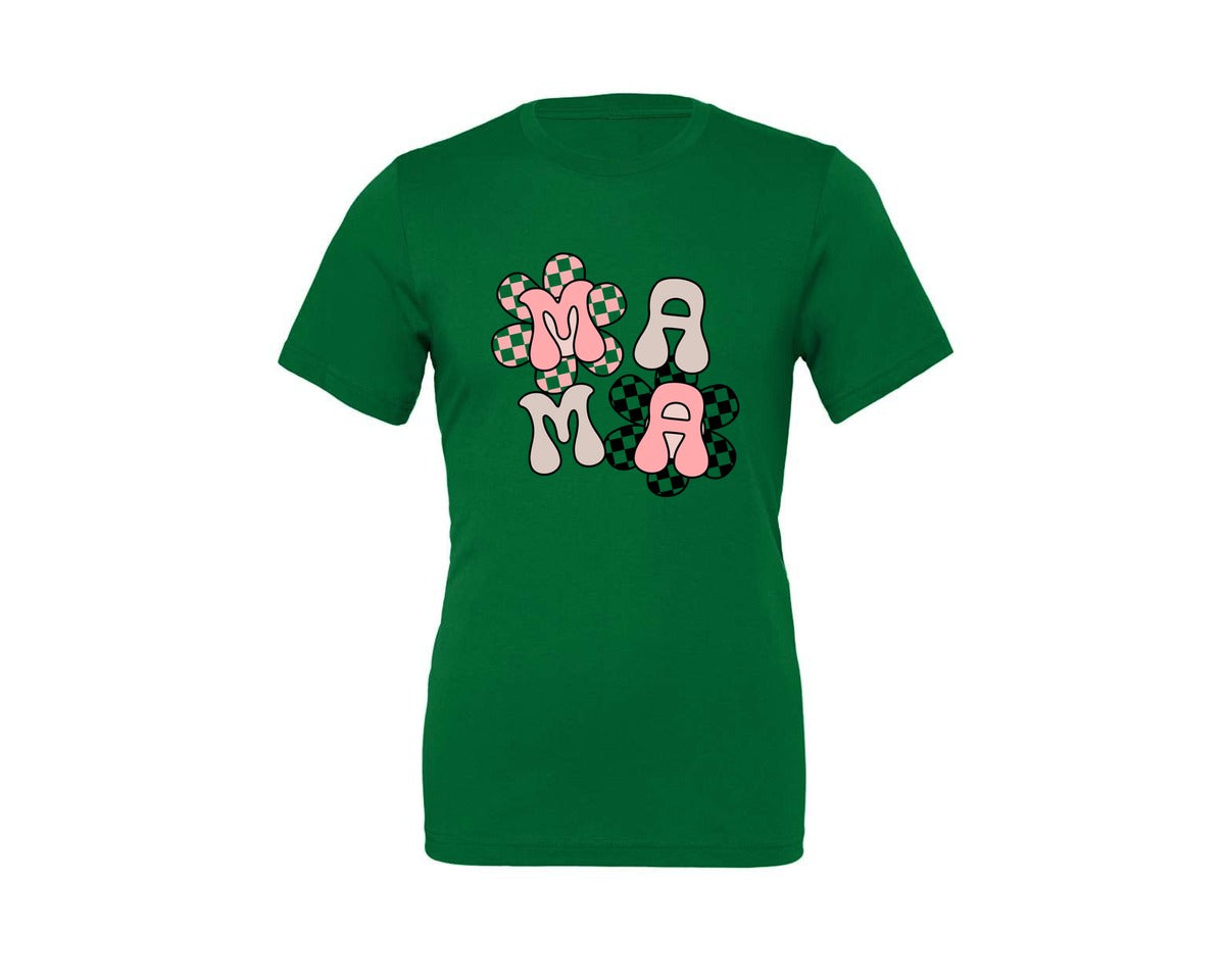brand:Generic|color:Kelly|Checker Mama Checkered Mom Graphic T-Shirt