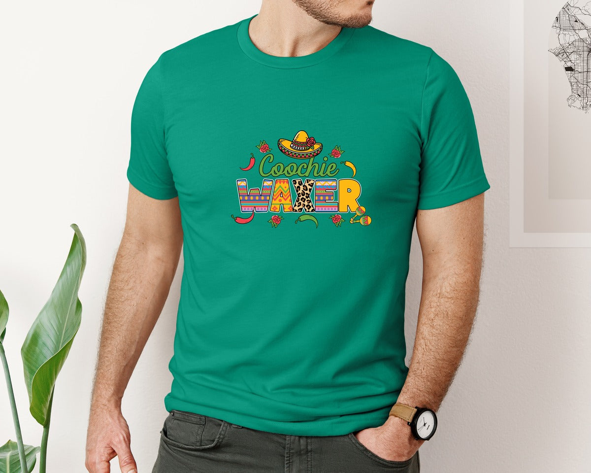 brand:Bella Canvas|color:Kelly|Cinco De Mayo Coochie Waxer Mexico Graphic T-Shirt
