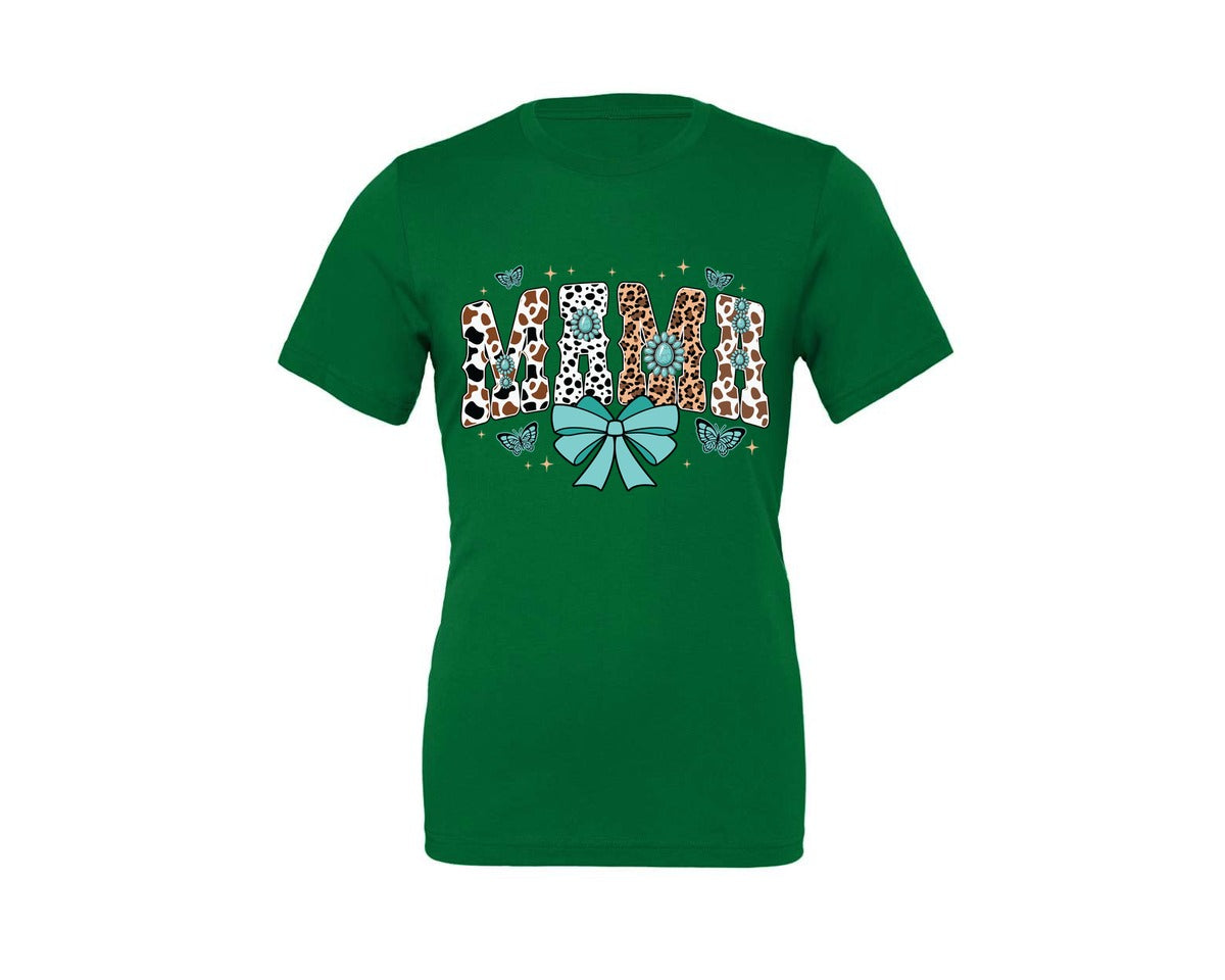 brand:Generic|color:Kelly|Western Mama Blue Coquette Graphic T-Shirt