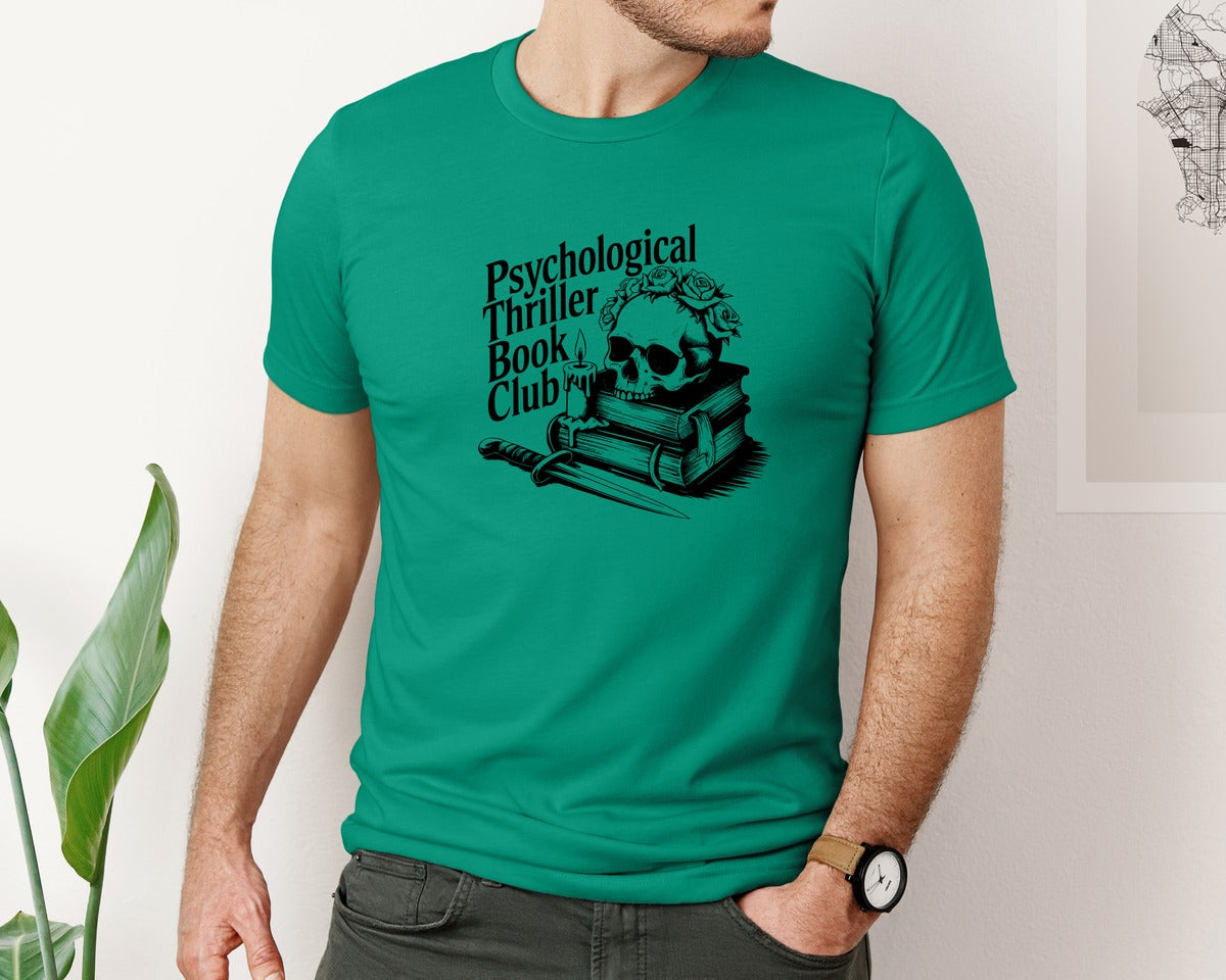 brand:Bella Canvas|color:Kelly|Psychological Thriller Book Club T S Graphic T-Shirt