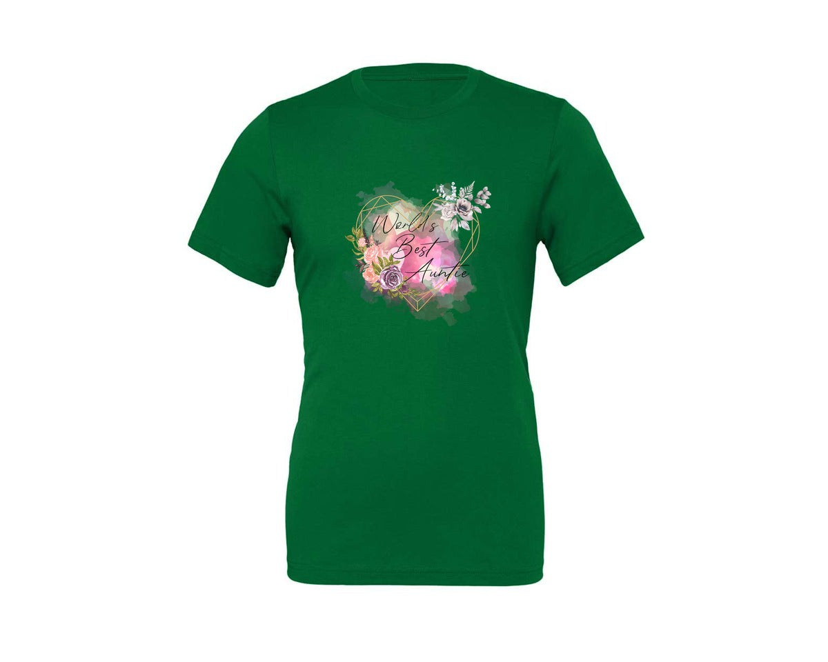 brand:Generic|color:Kelly|Worlds Best Auntie Heart Graphic T-Shirt