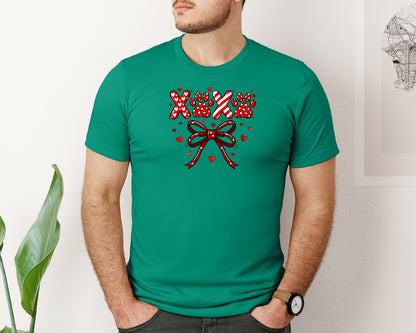 brand:Bella Canvas|color:Kelly|Dog Paw Xoxo Valentine Bow Design Graphic T-Shirt