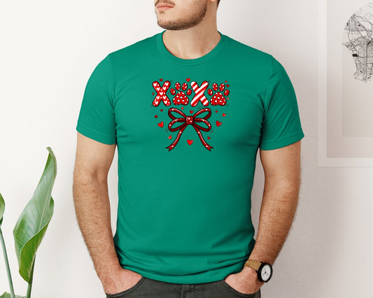 Dog Paw Xoxo Valentine Bow Design Graphic T-Shirt