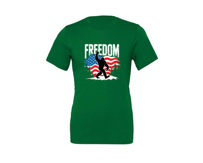 brand:Generic|color:Kelly|Freedom Bigfoot Usa Flag 4Th Of July Graphic T-Shirt