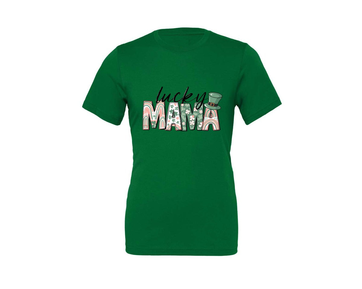 brand:Generic|color:Kelly|Lucky Mama St Patricks Day 12 Graphic T-Shirt