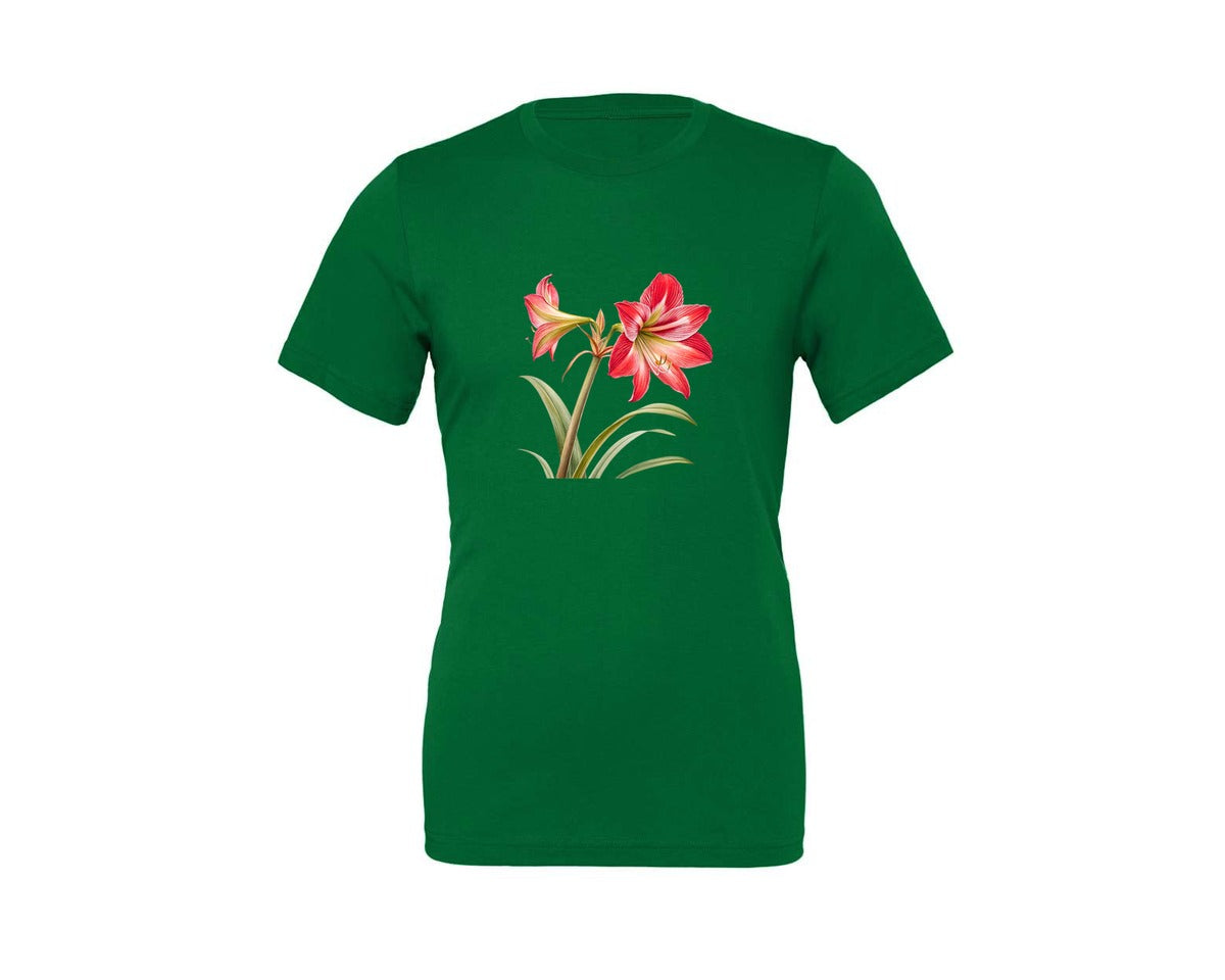 brand:Generic|color:Kelly|Red Amaryllis Flower T Shirt Design Graphic T-Shirt