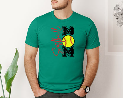 brand:Bella Canvas|color:Kelly|Softball Mom Front Back Shirt Graphic T-Shirt