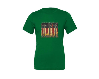 brand:Generic|color:Kelly|Stars And Stripes And Jesus Christ Graphic T-Shirt