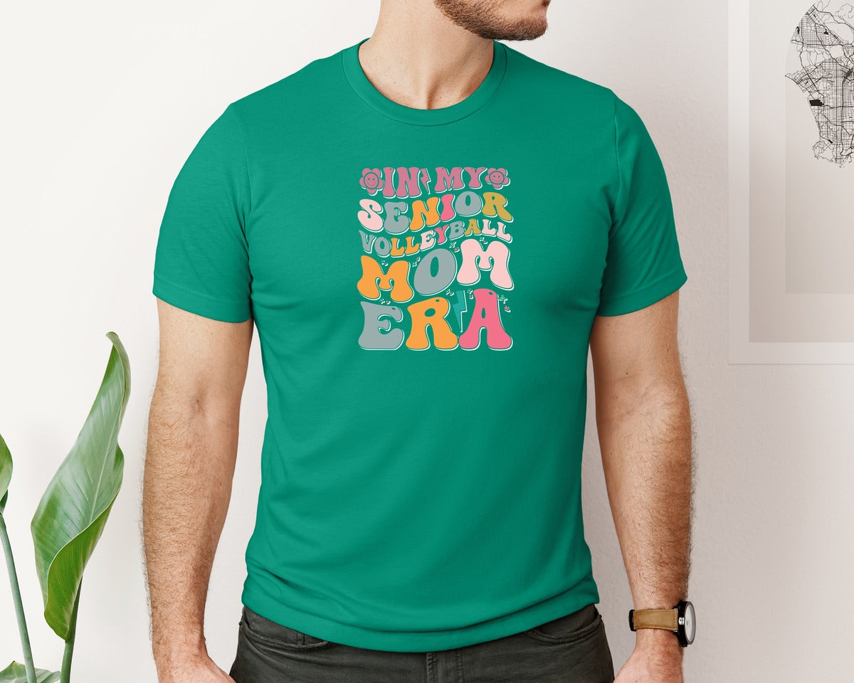 brand:Bella Canvas|color:Kelly|In My Senior Volleyball Mom Era Graphic T-Shirt