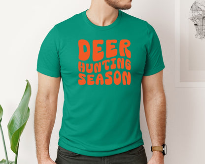 brand:Bella Canvas|color:Kelly|Retro Deer Hunting Season Design 2 Graphic T-Shirt
