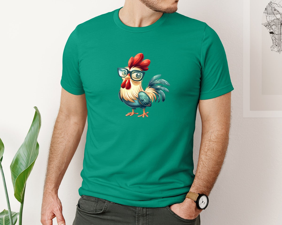 brand:Bella Canvas|color:Kelly|Cute Cartoon Rooster Design Graphic T-Shirt