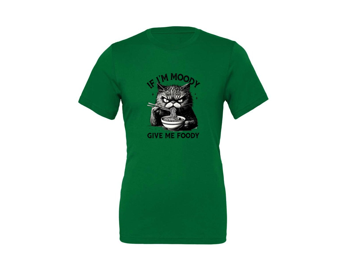 brand:Generic|color:Kelly|Funny Sarcastic Cat Ramen If Im Moody Graphic T-Shirt