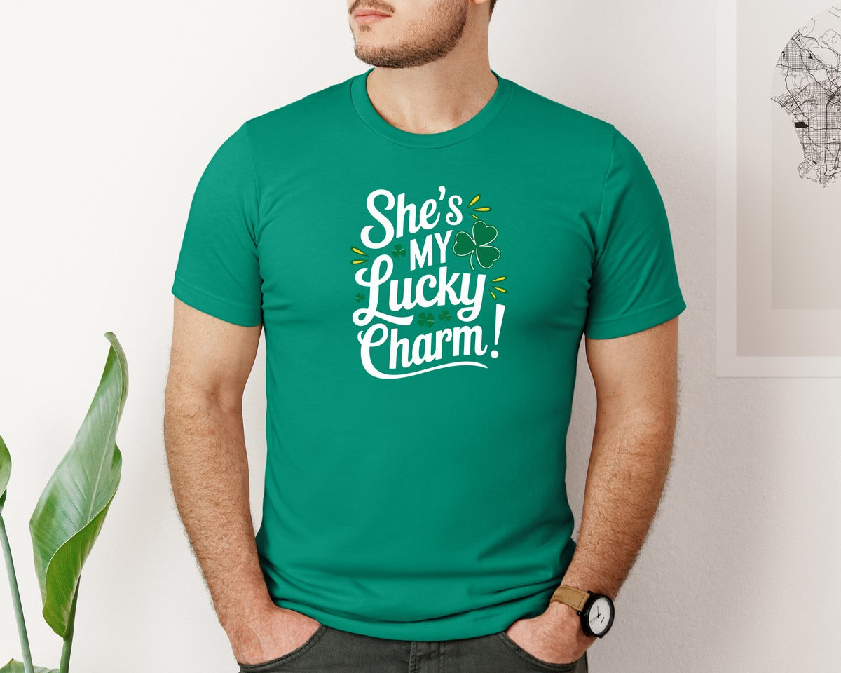 brand:Bella Canvas|color:Kelly|Shes My Lucky Charm St Patricks Day 2 Graphic T-Shirt