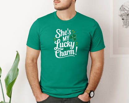 brand:Bella Canvas|color:Kelly|Shes My Lucky Charm St Patricks Day 2 Graphic T-Shirt