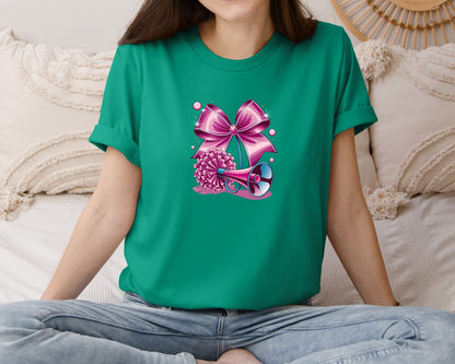 brand:Bella Canvas|color:Kelly|Cheerleading Bow Pom Poms Graphic T-Shirt