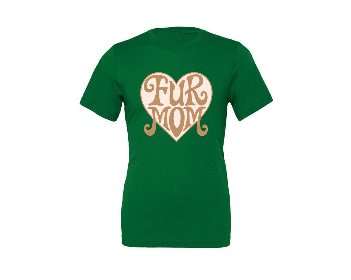 brand:Generic|color:Kelly|Fur Mom Cute Crazy Cat Lady Quote Graphic T-Shirt
