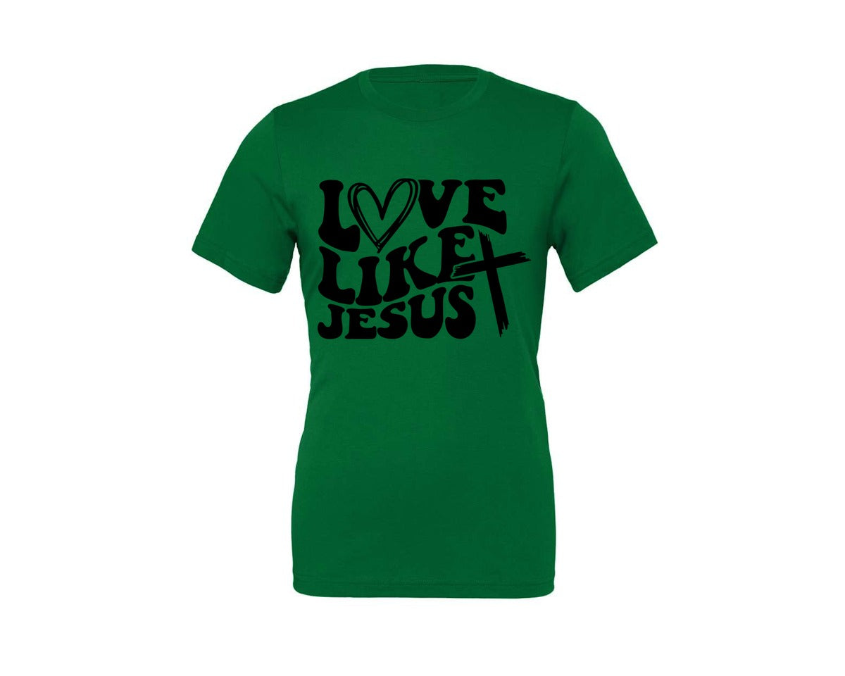 brand:Generic|color:Kelly|Love Like Jesus Wavy 2 Graphic T-Shirt