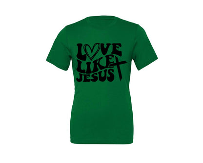 brand:Generic|color:Kelly|Love Like Jesus Wavy 2 Graphic T-Shirt
