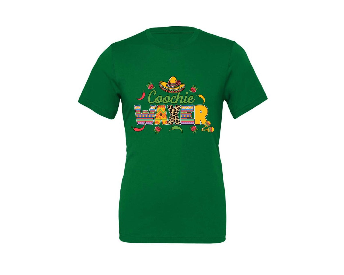 brand:Generic|color:Kelly|Cinco De Mayo Coochie Waxer Mexico Graphic T-Shirt