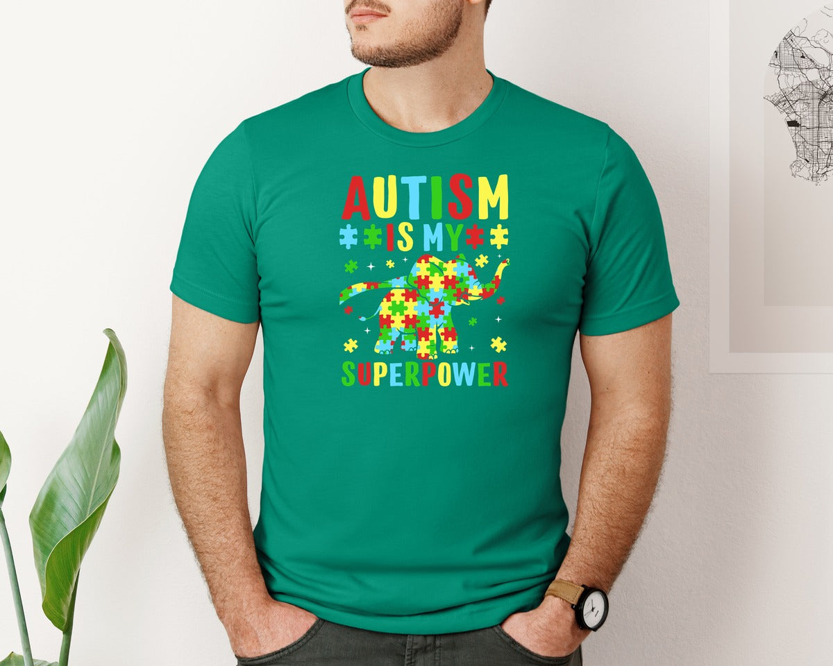 brand:Bella Canvas|color:Kelly|Autism Is My Superpower T Shirt 2 Graphic T-Shirt
