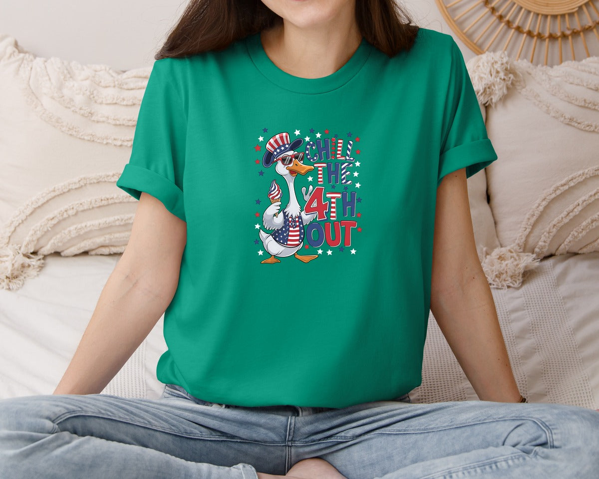brand:Bella Canvas|color:Kelly|4Th Of July Patriotic Goose Chill The 4 Graphic T-Shirt
