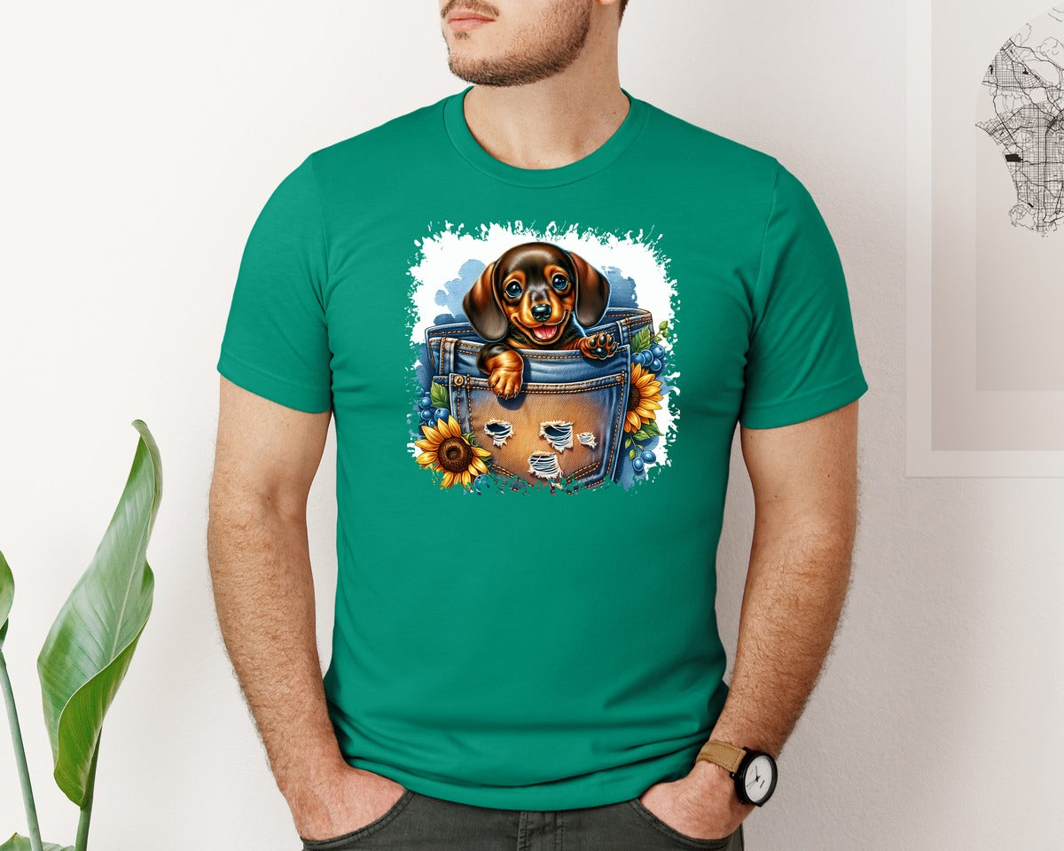 brand:Bella Canvas|color:Kelly|Dog In Pocket Square Tshirt 29 Graphic T-Shirt