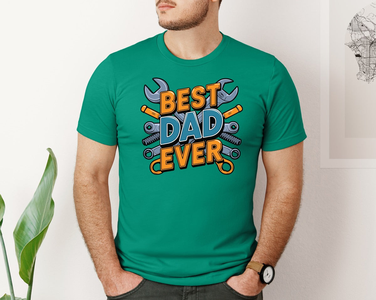 brand:Bella Canvas|color:Kelly|Mechanic Dad 3 Graphic T-Shirt