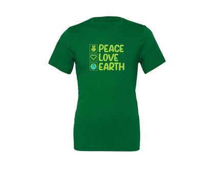 brand:Generic|color:Kelly|Peace Love Earth T Shirt Graphic T-Shirt
