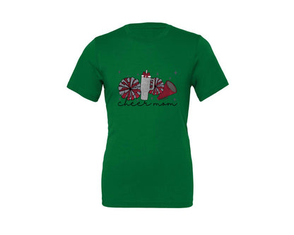 brand:Generic|color:Kelly|Cheer Mom Glitter Cheerleading Graphic T-Shirt