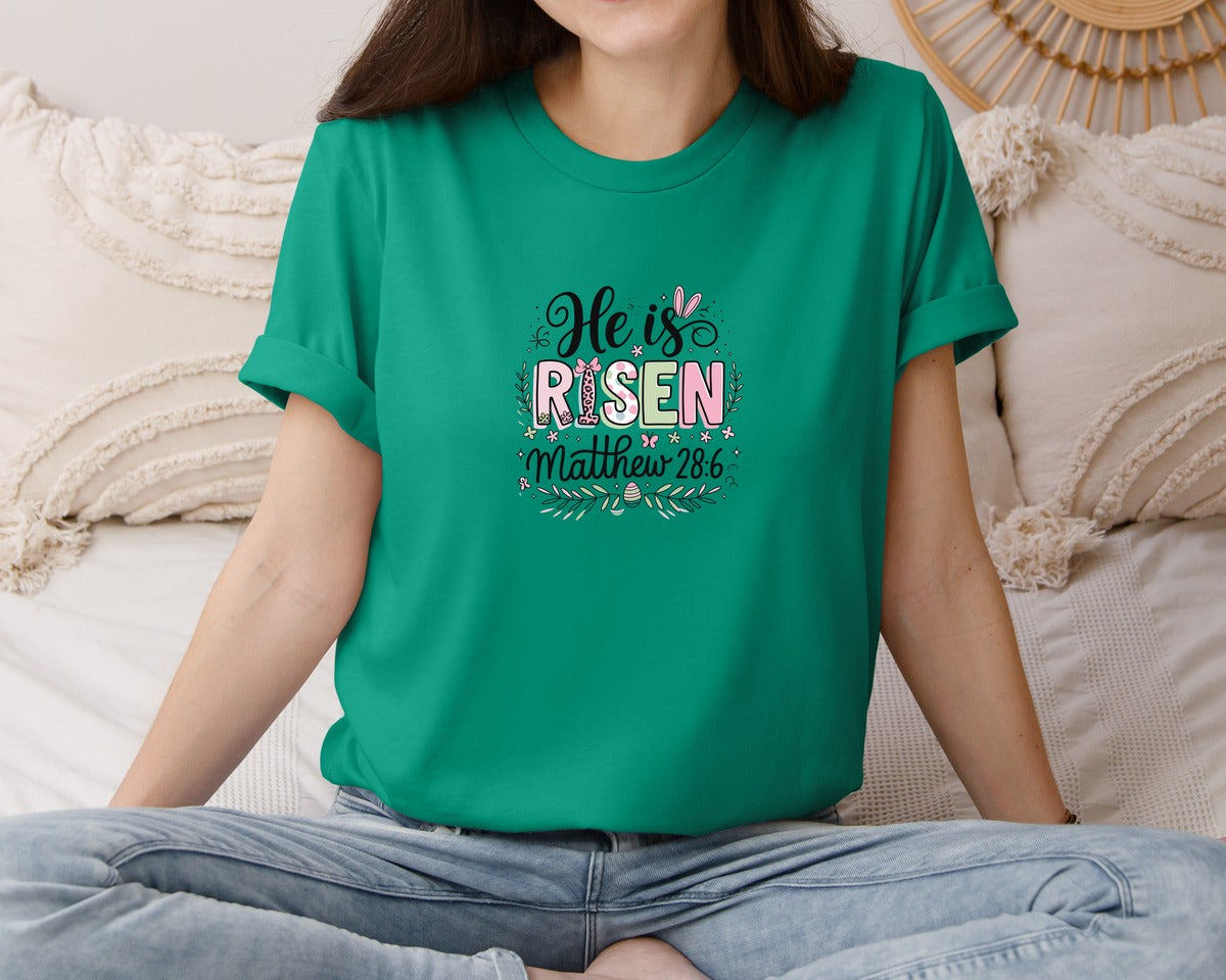 brand:Bella Canvas|color:Kelly|Religious Easter Graphic T-Shirt