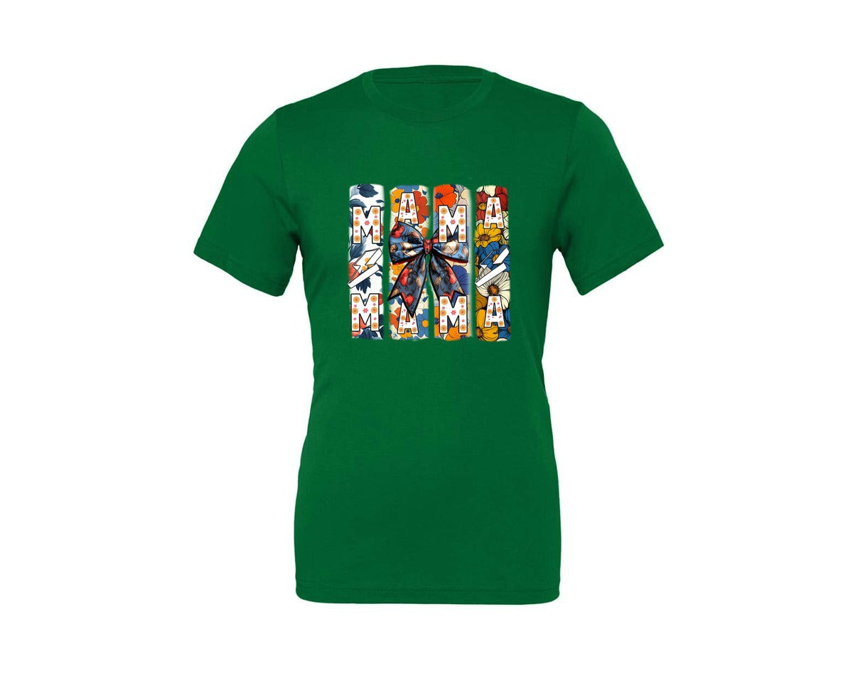 brand:Generic|color:Kelly|Floral Mama Coquette Bow Mothers Day 3 Graphic T-Shirt