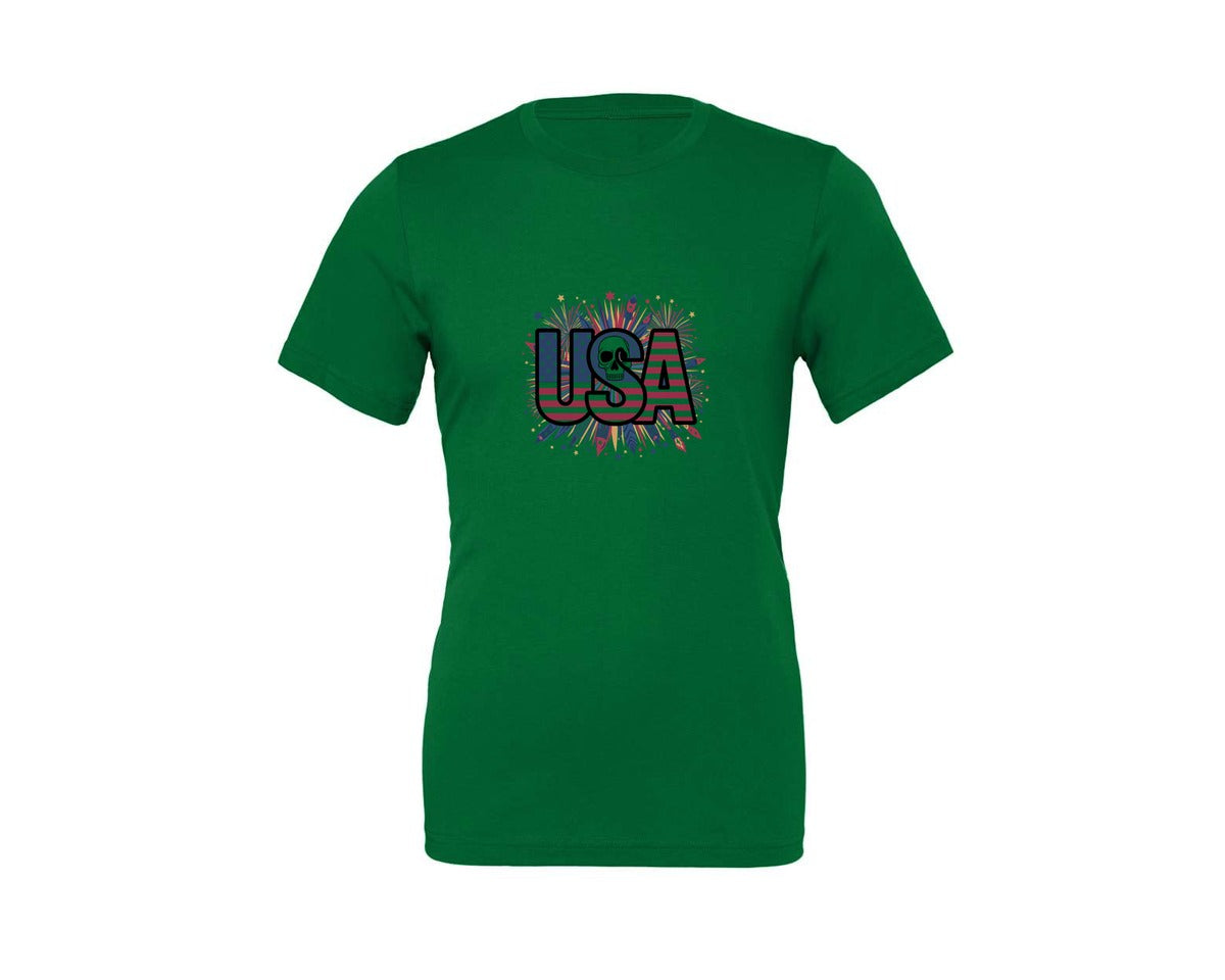 brand:Generic|color:Kelly|Usa Skull Fireworks 4Th Of July T Shirt 2 Graphic T-Shirt