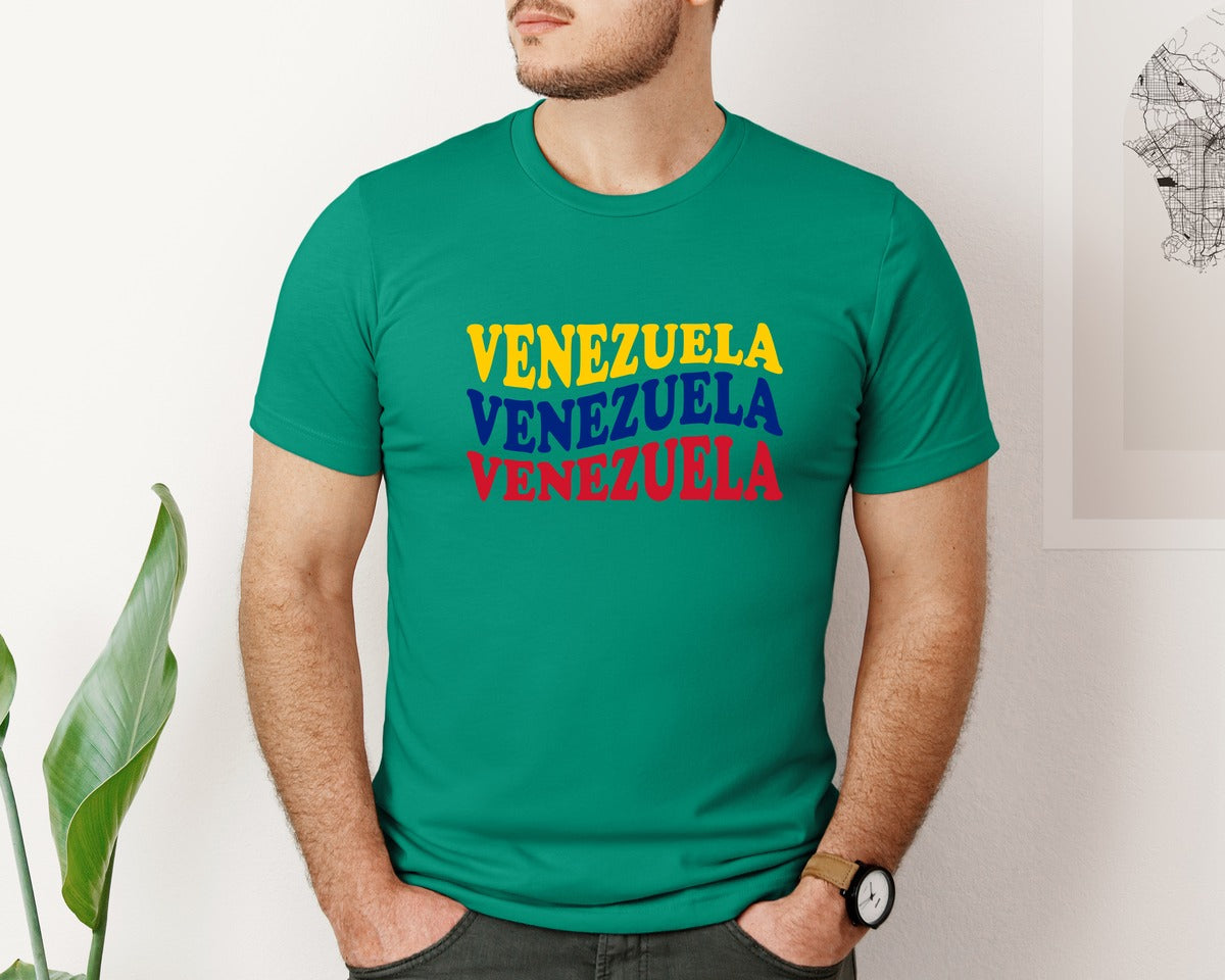 brand:Bella Canvas|color:Kelly|Venezuelan Flag Of Venezuela Graphic T-Shirt