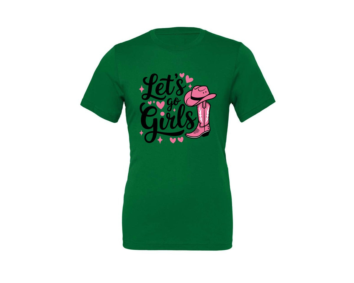 brand:Generic|color:Kelly|Lets Go Girls Western Cowgirl Graphic T-Shirt